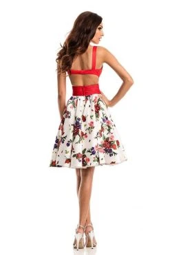Cocktail Dresses Johnathan Kayne - 7208 Plunging V Neck Floral Cocktail Dress