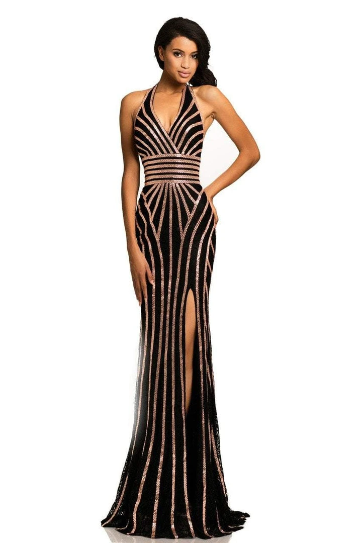 Formal Gowns Johnathan Kayne - 8016 Embellished Halter Sheath Dress 3 Formal Gowns Johnathan Kayne - 8016 Embellished Halter Sheath Dress