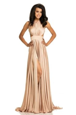 Johnathan Kayne - 8072 Ruched Cutout Charmeuse Gown 16 Johnathan Kayne - 8072 Ruched Cutout Charmeuse Gown