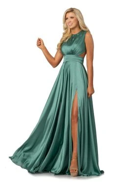 Johnathan Kayne - 8072 Ruched Cutout Charmeuse Gown