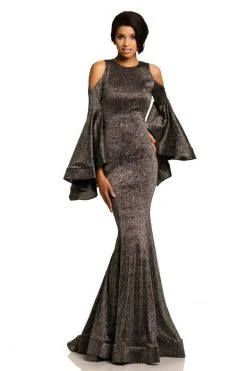 Johnathan Kayne - 8111 Bell Sleeve Glitter Knit Gown Formal Gowns