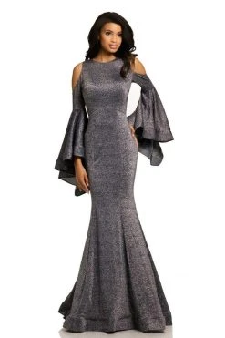 Johnathan Kayne - 8111 Bell Sleeve Glitter Knit Gown Formal Gowns