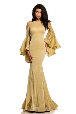 Johnathan Kayne - 8111 Bell Sleeve Glitter Knit Gown Formal Gowns