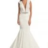 Johnathan Kayne - 8204 Pleated Plunging V-Neck Mermaid Gown