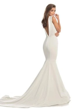 Johnathan Kayne - 8204 Pleated Plunging V-Neck Mermaid Gown