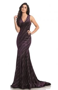 Johnathan Kayne - 8229 Shimmering V-Neck Fitted Mermaid Gown Formal Gowns
