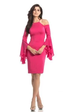 Cocktail Dresses Johnathan Kayne - 8246 Embellished Halter Sheath Knee Length Dress