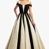 Johnathan Kayne - 9000 Two Tone V-neck Pleated Ballgown Formal Gowns