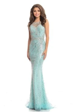 Johnathan Kayne - 9006 Illusion Jewel Bead-Fringed Mermaid Gown Formal Gowns
