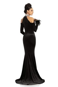 Formal Gowns Johnathan Kayne - 9015 Crystal Embellished High Velvet Mermaid Gown