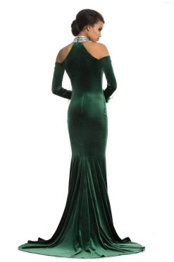 Formal Gowns Johnathan Kayne - 9015 Crystal Embellished High Velvet Mermaid Gown