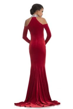 Formal Gowns Johnathan Kayne - 9015 Crystal Embellished High Velvet Mermaid Gown