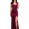 Johnathan Kayne - 9018 Surplice Style Velvet Sheath Evening Gown