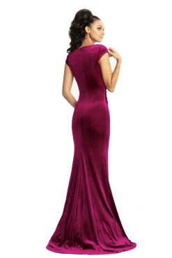 Johnathan Kayne - 9018 Surplice Style Velvet Sheath Evening Gown