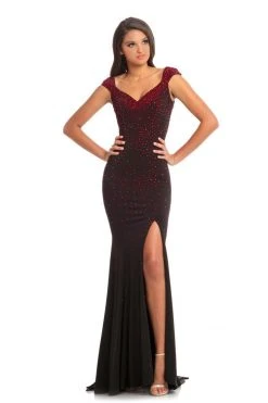 Johnathan Kayne - 9041 Embellished Cap Sleeve V-neck Trumpet Dress