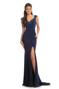 Johnathan Kayne - 9041 Embellished Cap Sleeve V-neck Trumpet Dress 10 Johnathan Kayne - 9041 Embellished Cap Sleeve V-neck Trumpet Dress
