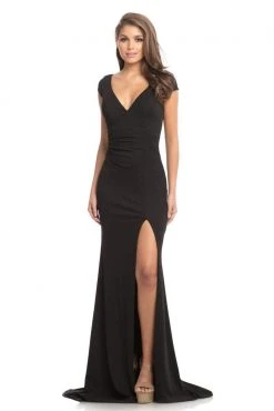 Johnathan Kayne - 9043 Plunging V-neck Glitter Knit Trumpet Dress Formal Gowns