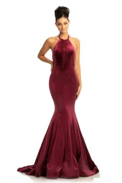 Johnathan Kayne - 9046 Jeweled High Halter Mermaid Gown With Cape Formal Gowns