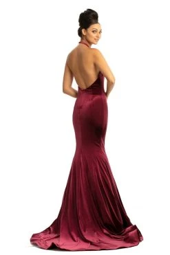 Johnathan Kayne - 9046 Jeweled High Halter Mermaid Gown With Cape Formal Gowns