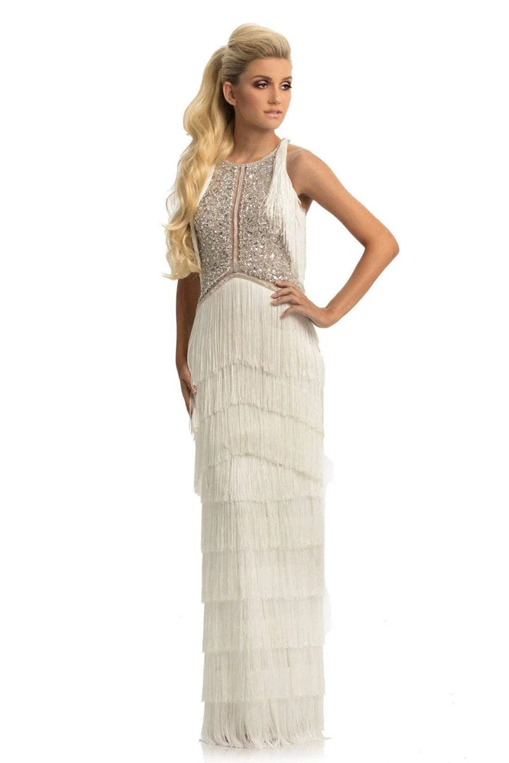 Johnathan Kayne - 9050 Embellished Halter Tiered Tassel Dress 3 Johnathan Kayne - 9050 Embellished Halter Tiered Tassel Dress