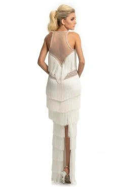 Johnathan Kayne - 9050 Embellished Halter Tiered Tassel Dress 6 Johnathan Kayne - 9050 Embellished Halter Tiered Tassel Dress