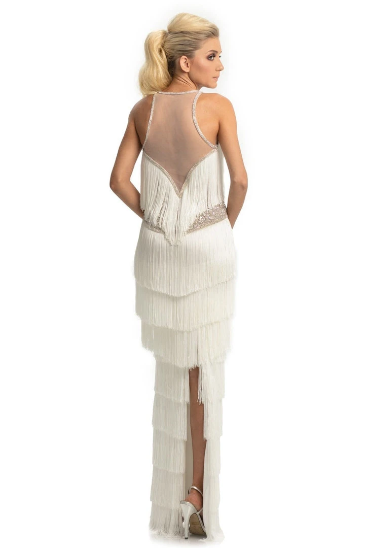 Johnathan Kayne - 9050 Embellished Halter Tiered Tassel Dress 4 Johnathan Kayne - 9050 Embellished Halter Tiered Tassel Dress