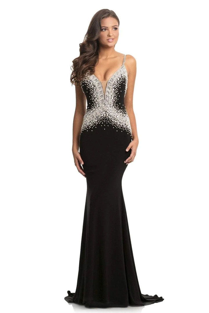 Johnathan Kayne - 9060 Bejeweled Deep V-neck Trumpet Dress 3 Johnathan Kayne - 9060 Bejeweled Deep V-neck Trumpet Dress