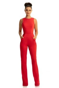 Johnathan Kayne - 9083 Sleeveless Jewel Neck Jumpsuit With Cape Detail Plus Size Dresses