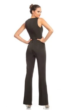 Johnathan Kayne - 9083 Sleeveless Jewel Neck Jumpsuit With Cape Detail Plus Size Dresses