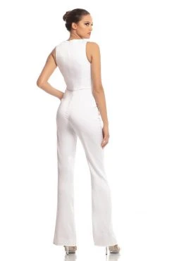 Johnathan Kayne - 9083 Sleeveless Jewel Neck Jumpsuit With Cape Detail Plus Size Dresses