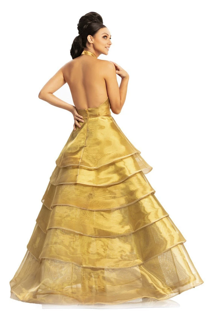 Formal Gowns Johnathan Kayne - 9093 High Halter Tiered Ballgown 4 Formal Gowns Johnathan Kayne - 9093 High Halter Tiered Ballgown