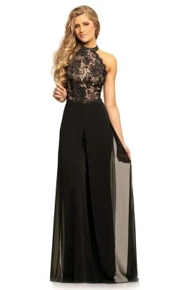 Johnathan Kayne - 9205 Beaded Lace Chiffon Jumpsuit With Skirt Overlay Formal Gowns