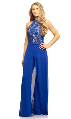 Johnathan Kayne - 9205 Beaded Lace Chiffon Jumpsuit With Skirt Overlay Formal Gowns