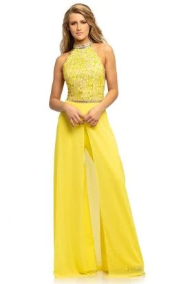 Johnathan Kayne - 9205 Beaded Lace Chiffon Jumpsuit With Skirt Overlay Formal Gowns