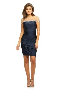 Johnathan Kayne - 9218 Embellished Illusion Neck Sheath Dress