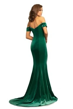 Johnathan Kayne - 9227 Off-Shoulder Plunging Neck Velvet Mermaid Gown Formal Gowns