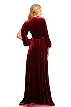 Formal Gowns Johnathan Kayne - 9243 Deep V-neck Long Sleeve A-line Dress
