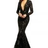 Johnathan Kayne - 9245 Long Sleeve Sequin Textured Mermaid Gown Formal Gowns