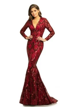 Johnathan Kayne - 9245 Long Sleeve Sequin Textured Mermaid Gown Formal Gowns