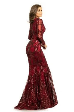 Johnathan Kayne - 9245 Long Sleeve Sequin Textured Mermaid Gown Formal Gowns