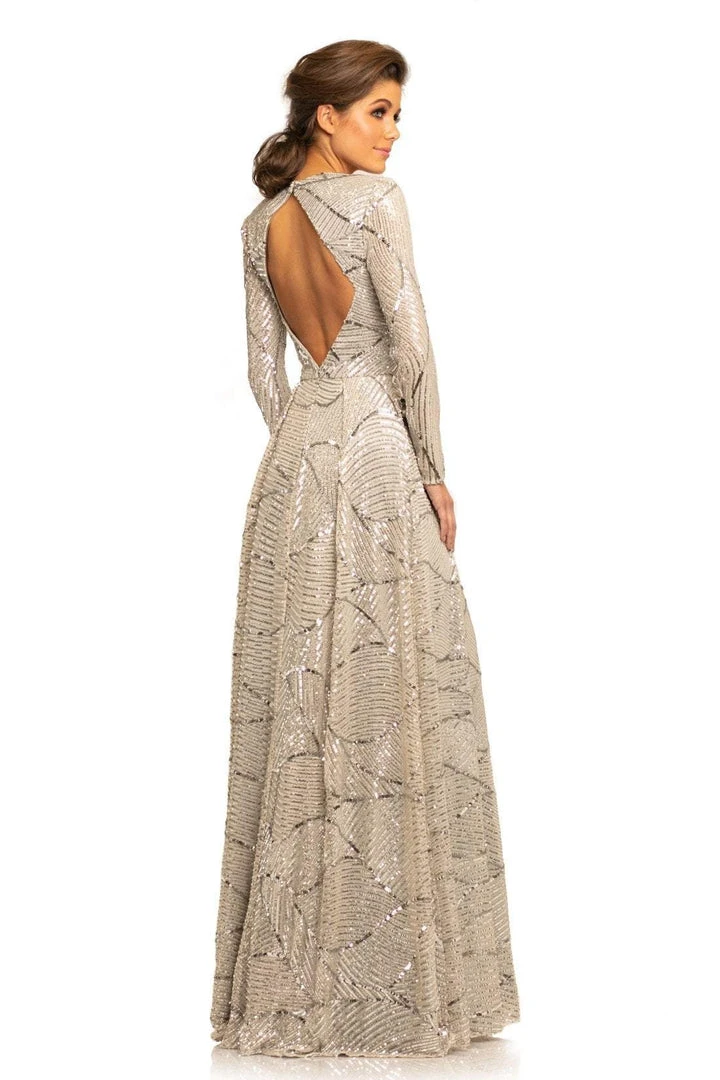 Johnathan Kayne - 9250 Queen Anne Long Sleeves Column Gown 4 Johnathan Kayne - 9250 Queen Anne Long Sleeves Column Gown