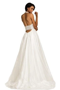 Johnathan Kayne Embellished Halter Evening Gown 8017 - 1 Pc White In Size 4 Available