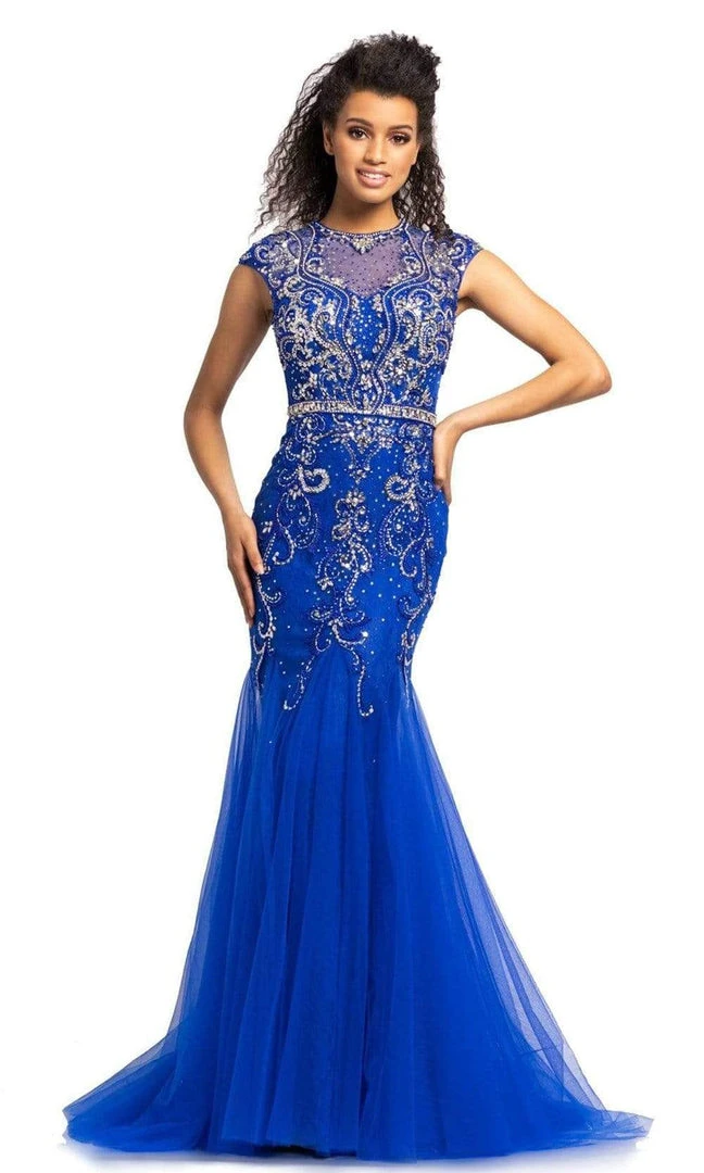 Johnathan Kayne - Illusion Jewel Stretch Lace Mermaid Gown 9039 - 1 Pc Royal In Size 14 Available 5 Johnathan Kayne - Illusion Jewel Stretch Lace Mermaid Gown 9039 - 1 Pc Royal In Size 14 Available