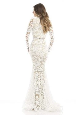 Johnathan Kayne - Sequined Plunging V-neck Mermaid Gown 6113 - 1 Pc Gold/Black In Size 4 Available Formal Gowns