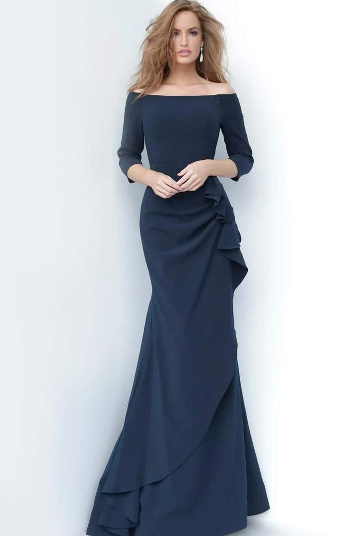 Jovani - 00446SC Off Shoulder Drape Mermaid Dress - 1 Pc Navy In Size 24 Available Formal Gowns 3 Jovani - 00446SC Off Shoulder Drape Mermaid Dress - 1 Pc Navy In Size 24 Available Formal Gowns