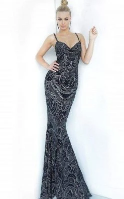 Formal Gowns Jovani - 00501 Embellished V-neck Trumpet Dress