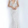 Jovani - 02457 Embellished Deep V-neck Trumpet Gown Formal Gowns