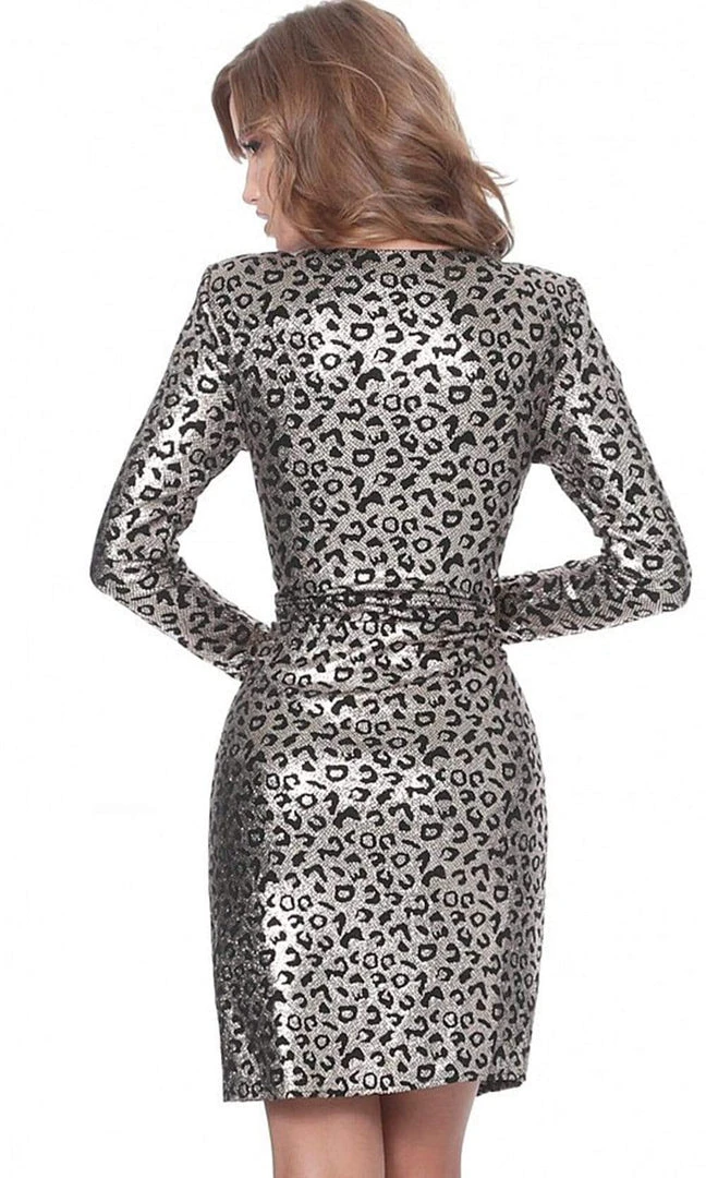 Jovani - 03919 Long Sleeve Metallic Animal Print Dress Cocktail Dresses 4 Jovani - 03919 Long Sleeve Metallic Animal Print Dress Cocktail Dresses