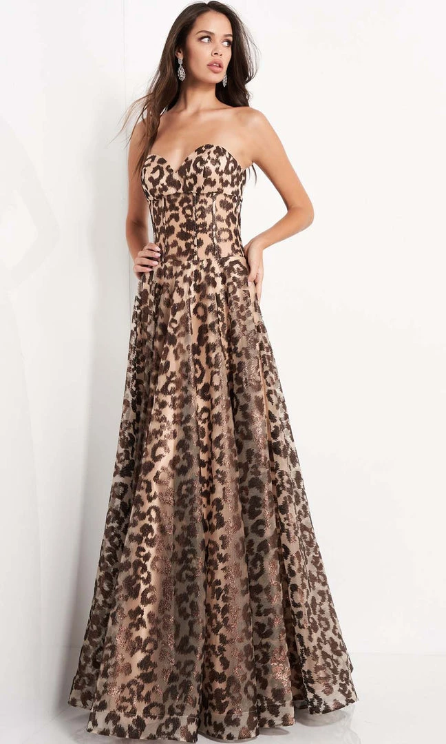 Jovani - 04697 Strapless Animal Print Corset Gown Formal Gowns 5 Jovani - 04697 Strapless Animal Print Corset Gown Formal Gowns