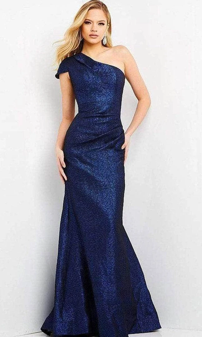 Jovani - 06751SC Asymmetric One Shoulder Cap Sleeve Evening Dress - 1 Pc Cobalt In Size 8 Available Formal Gowns 3 Jovani - 06751SC Asymmetric One Shoulder Cap Sleeve Evening Dress - 1 Pc Cobalt In Size 8 Available Formal Gowns